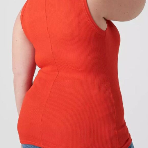 Lane Bryant Womens Orange Fitted High-Neck Ribbed Tank 0622 - Picture 5 of 13